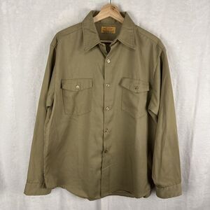 Vintage 70’s Big Yank Work Shirt Men's XL Tan Brown Union Made USA
